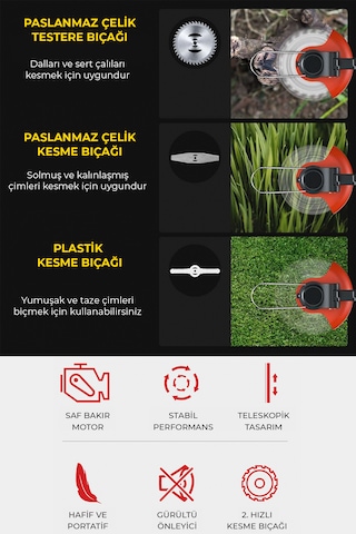Robo 88V Şarjlı Çim Biçme Makinesi Tırpan