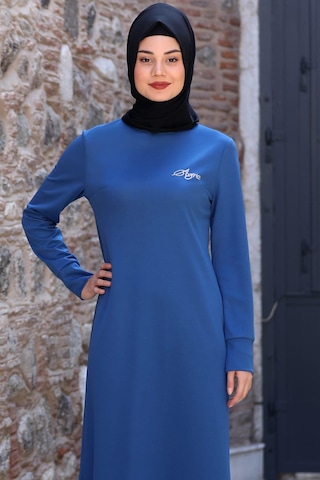 Azra Tesettür Elbise Mavi Mavi