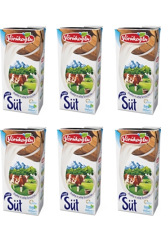 Yörükoğlu Yağlı Süt 1 Lt X 6 Adet