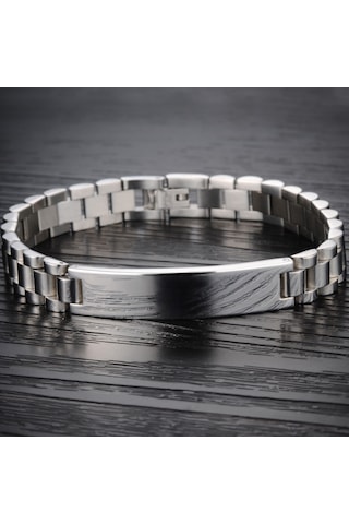 Chavin ea40 316L Çelik Erkek Künye Bileklik 12 MM Gri Gümüş