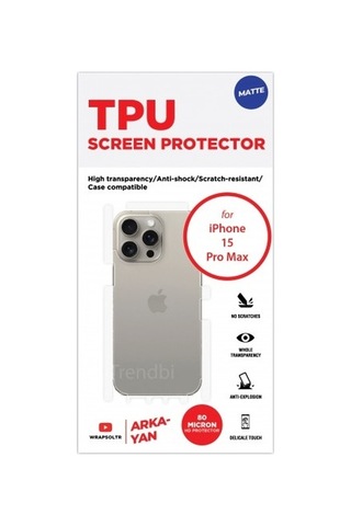 Apple iPhone 15 Pro Max Uyumlu Mat Arka Ve Yan Koruyucu Tpu Film