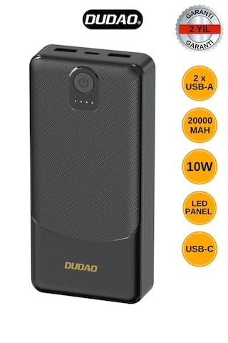 Go İthalat Powerbank Dudao K10pro 2.4a 20000mah 2 X Usb-a - Siyah Black