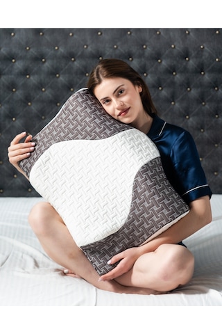 WhiteBlanco Oasis Ortopedik Deluxe Yastığı %100 Visko Antrasit-beyaz
