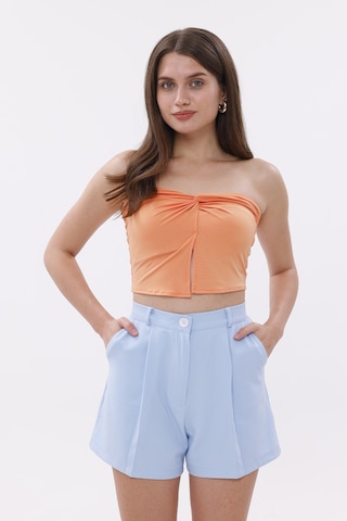 Genius Store Fundachoosesxgenius Kadın Pileli Şort İç Göstermez Lamineli Kadın Şort Pileli-şort Mavi