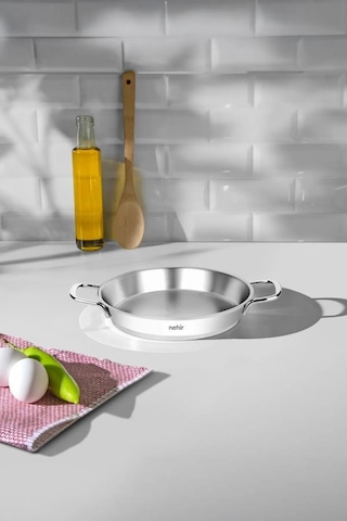 Nehir Silver Çelik 20 Cm Kapaksız Omlet Sahan Gri