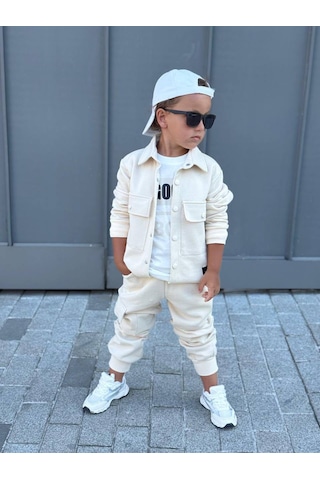 Kokoş Bebe Erkek Çocuk Good Boy Hırkalı 3'lü Takım - 4/12 Yaş - 31896 Krem