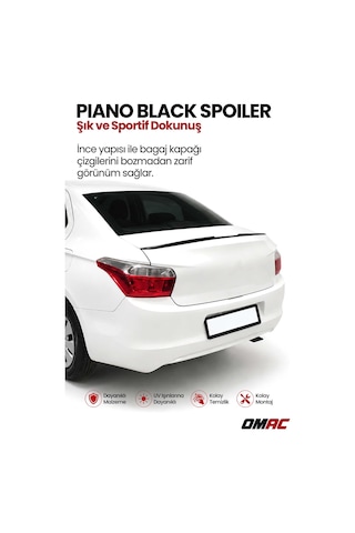 Citroen C Elysee 2012-2024 Arası Uyumlu Araca Özel Bagaj Spoileri Piano Siyah 1 Parça