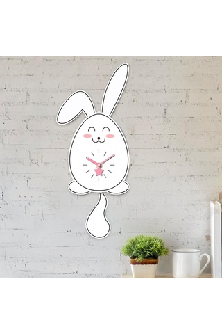 Homyl Tavşan Sarkaçlı Duvar Saati Sessiz Saat Akrilik Askılı Stil A