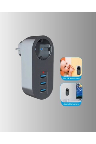 Home Termal Akım Korumalı 3 Usb'li Güvenli Priz Akıllı Akım Dengeleme Diğer