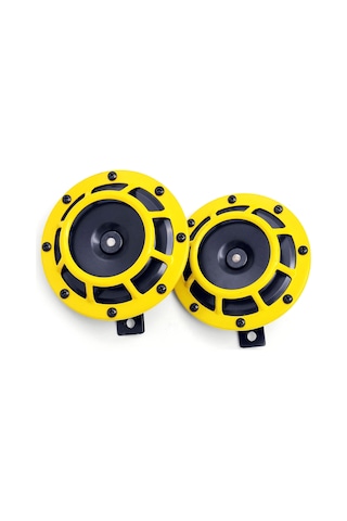 Springsun 12v 115db Demir Çift Tonlu Araba Klinesi, Elektrikli Araçlar/motosikletler İçin, 2 Adet, Sarı Renk, 435hz/335hz Frekansı