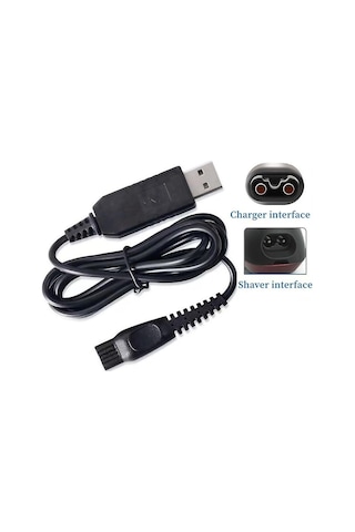 Philips 3000 Hq8505 Tıraş Makinesi Düzeltici Şarj Kablosu Siyah İçin Usb Şarj Kablosu