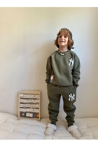 Jolly Kids Erkek Çocuk Yazı Baskılı Sweatshirt Takım Mint Mint Yeşili