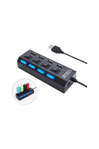 Anahtarlı Işıklı On Off Düğmeli 4 Port Usb 2.0 Çoklayıcı Hub (533633910)