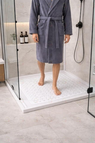 Mainshop Kaydırmaz Taban Masajlı Duşa Kabin Ve Banyo Paspası-banyo Küvet Içi Paspas Beyaz Renk M-150