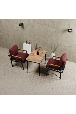 Mb Garden Furnıture Simetri Model, Balkon,mutfak, Bahçe, Cafe, Metal Koltuk Takımı, Bahçe Takımı , Çay Seti, 1+1+masa Bordo