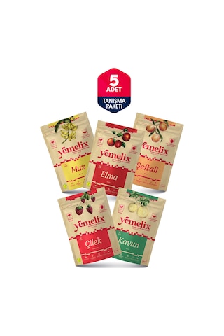 Freeze Dried 5'li Tanışma Paketi Çilek-kavun-muz-şeftali-elma Kuru Meyve Cipsi 75 G