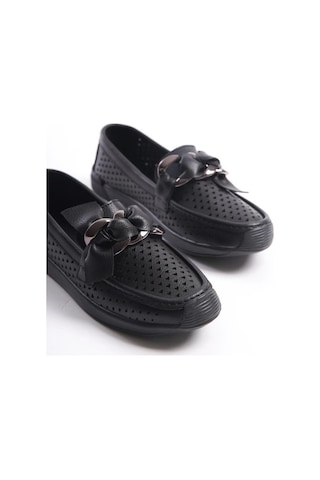 Feles Delikli Loafer Kadın Babet Siyah