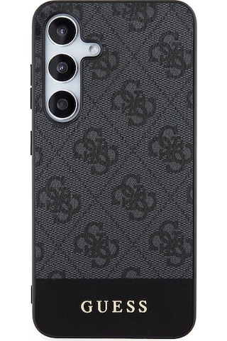 Galaxy S24 Uyumlu Kılıf Guess Lisanslı Pu Deri Şerit Logo Dizaynlı Kapak Siyah