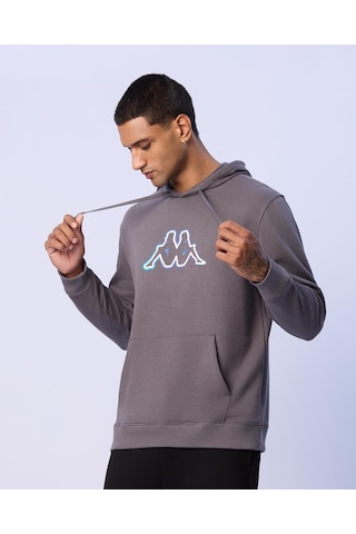 Kappa Benjamin Erkek Gri Regular Hoodie