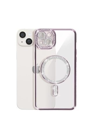 Apple iPhone Uyumlu Uyumlu 14 Kılıf Joke Simli Magneticsafe Kılıf - Pembe