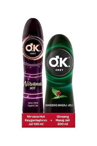 Okey Ginseng Kayganlaştırıcı Ve Masaj Jeli 1 X 200 Ml + Okey Nirvana Afrodizyak Etkili Uyarıcı Jel 1 X 100 Ml