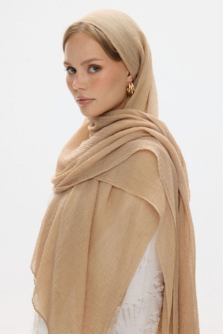 Fenza Scarf Freya Müslin Püsküllü Bürümcük Pamuklu Şal Açık Vizon