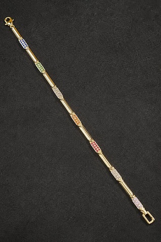 Valmont Accessories 19 Cm Paslanmaz Çelik Renkli Zirkon Taşlı Altın Sarısı Kadın Bileklik