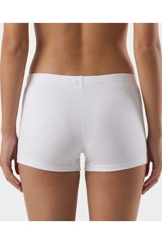 Nacar Store Kadın 3'lü Paket Likralı Pamuklu Esnek Rahat Boxer Şort Tayt Beyaz-1