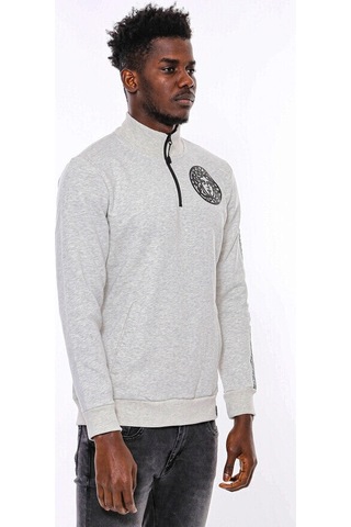 Wessi Gri Fermuarlı Baskılı Sweatshirt Gri