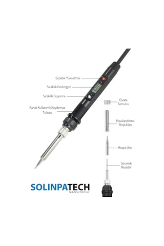 80w Lcd Ekranlı Isı Ayarlı Kalem Havya Sıcaklık Ayarlanabilir Lehim Makinası Lehim Stand Bant Pasta