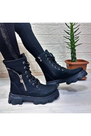 M.p One 3147 Siyah İçi Tüylü Kürklü Fermuarlı Kız Çocuk Bot 001