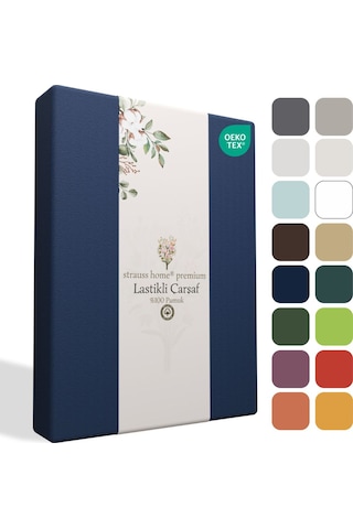 Home Premium Lastikli Çarşaf %100 Pamuk Tek Kişilik / Çift Kişilik Özel Penye Oeko-tex Lacivert / Navy