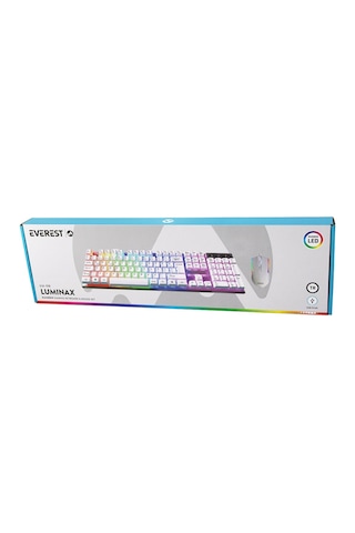 Go İthalat Beyaz Gökkuşağı Işıklı Usb Kablolu Oyuncu Klavye - Mouse Set