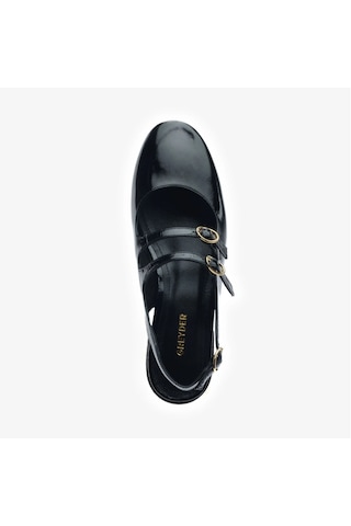 Greyder 59267 Siyah Kırışık Rugan Hakiki Deri Kadın Babet-879 Siyah-rugan Siyah