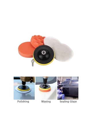 Novahub 6 Parça Araç Cilalama Seti - 4 İnç Sünger Ve Yün Pedler, Matkap Adaptörlü, Küçük Boy Süngerler