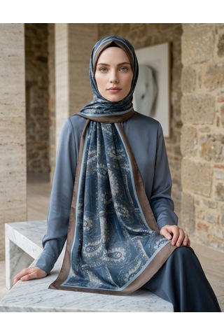 Moda Nuda Iconic Lema Şal Lacivert - Zarif Ve Klasik