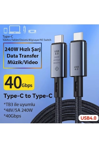 8k Görüntü Aktarım Destekli Ultra Hızlı Type-c Hasır Kablo 40gbps Apple Uyumlu MacBook Pro Air Mini İçin