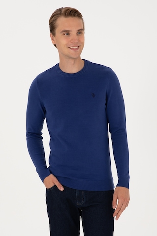 U.S. Polo Assn.  Erkek Slim Fit Bisiklet Yaka İndigo Basic Kazak 50313713-VR028
