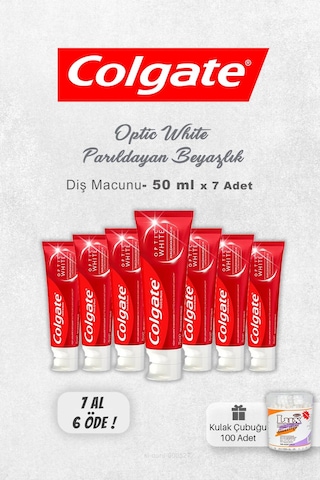 Colgate Optic White Parıldayan Beyazlık 7 Al 6 Öde 50 Ml Ve Kulak Çubuğu