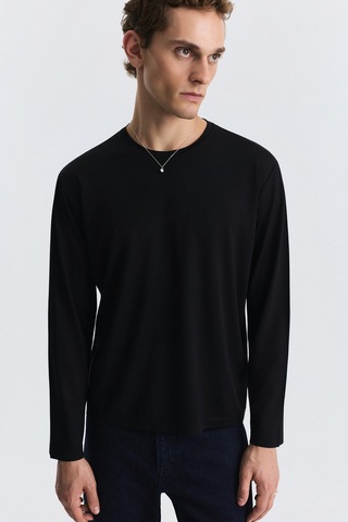 Antioch Relax Fit Uzun Kollu T-shirt Siyah