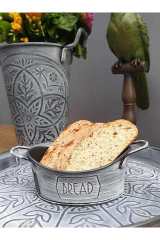 The Mia Galvaniz Ekmek Servisi 28 x 17 CM Antrasit