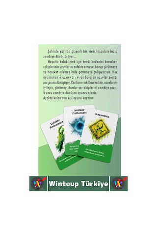 Wintoup Eğlenceli Ev Parti Arkadaş Ortam Aile Şans Komedi Strateji Beceri Geliştiren Kart Oyunu Virüs-zombi