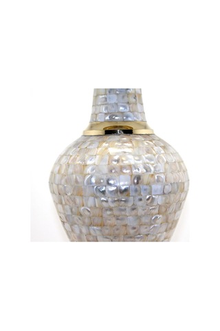2 Adet Pirinç Sedefli Vazo Dekoratif Ev Ve Salon Aksesuarı, 35 Cm, Brass Decorative Vase Nar