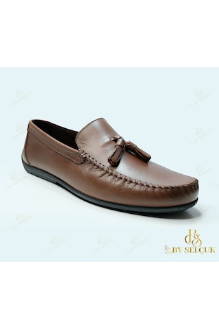 Loafer Düz Taban Deri Ayakkabı Taba