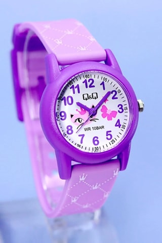 Q&q Qcg9914 Lila Mor Kraliçe Kedi Su Geçirmez Kız Çocuk Kol Saati