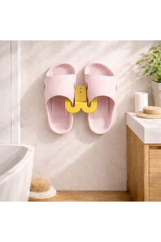 Terlik Askılığı Duvara Yapışan Banyo Terlik Tutucu Delmeden Montaj Çok Renkli Sarı