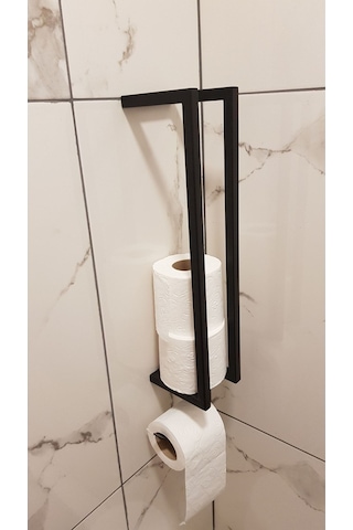 Aju Tuvalet Kağıtlığı - Duvara Monte Tuvalet Kağıdı Ve Havlu Depolama Ürünü - Wc Kağıtlık Mat Siyah Siyah