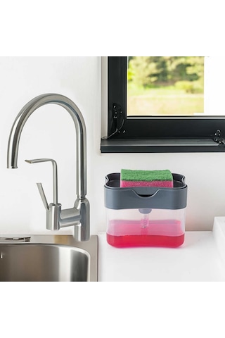 Porsima ORG-98 Deterjan Hazneli Pompalı Süngermatik Sıvı Sabunluk Antrasit