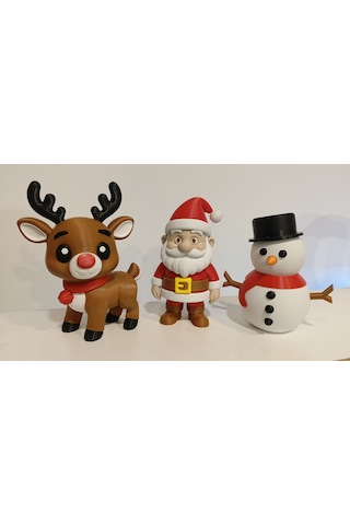 Yılbaşı Dekoratif Figür Seti Noel Baba, Ren Geyiği Ve Kardan Adam 003