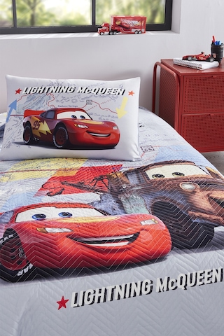 Özdilek Cars On The Road Tek Kişilik Disney Lisanslı Lastikli Fitted Çarşaf Kapitone Çocuk Nevresim Takımı Gri